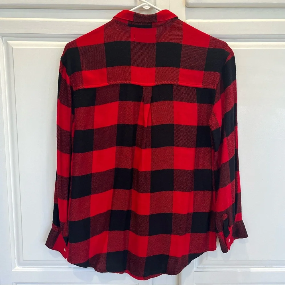 Old Navy Girls XL 14 Red Buffalo Check Plaid Button Front Shirt Long Sleeve Cozy
